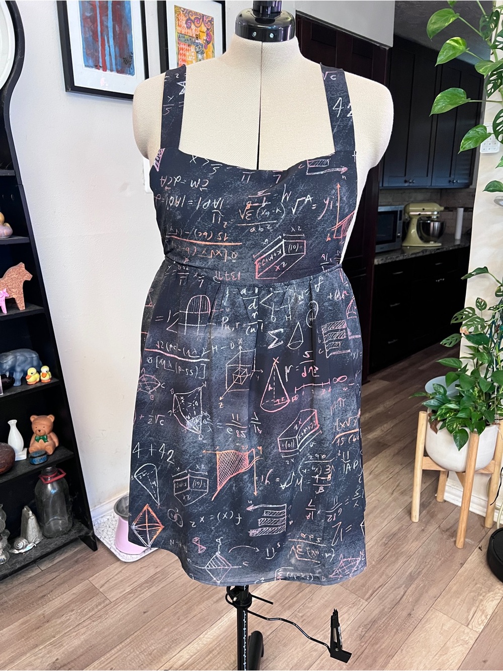 Chalkboard Print A-Line jumper - Black with Pink/White Accents